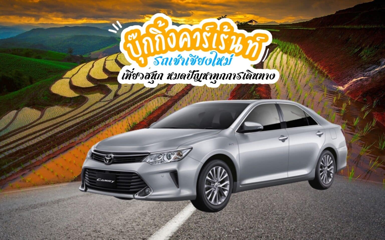 รถเช่าเชียงใหม่ 5 รถเช่าเชียงใหม่ ชมทุ่งนาสีทอง เช่ารถเชียงใหม่